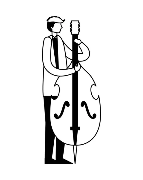 Músico Hombre Jugando Violonchelo Instrumento Vector Ilustración — Archivo Imágenes Vectoriales