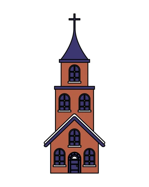 Église croix bâtiment sur fond blanc — Image vectorielle