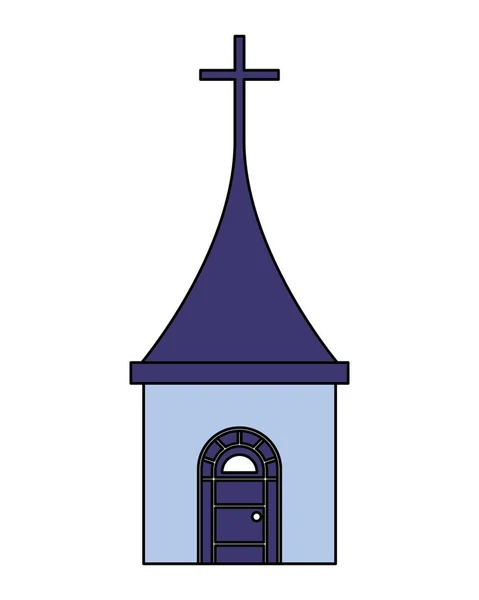 Templom cross épület fehér háttér — Stock Vector