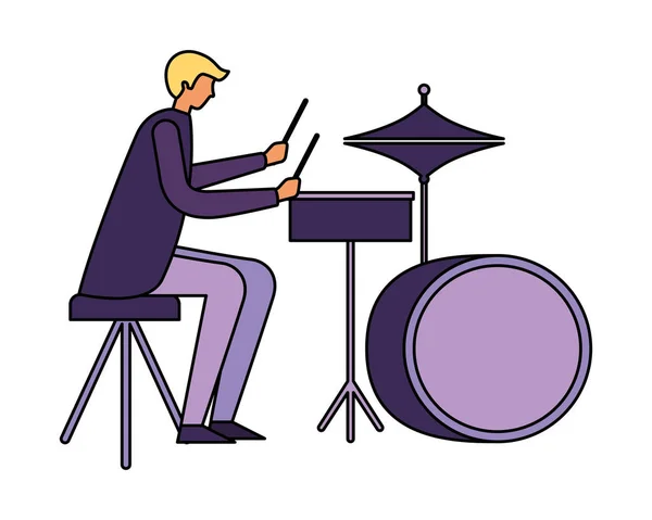 Drummer musician man orchestra instrument — Stock Vector