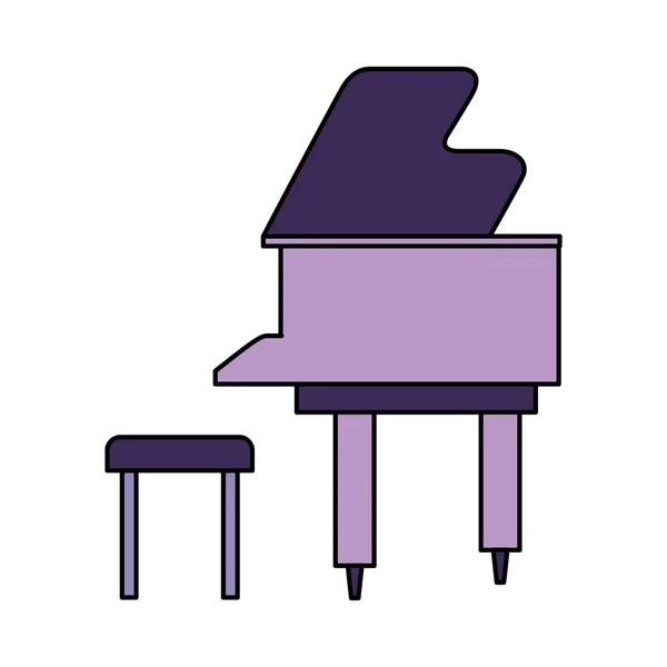 Klasik piyano ve beyaz arka plan üzerinde sandalye — Stok Vektör