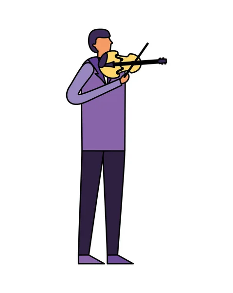 Man standing playing violin music — Stock Vector