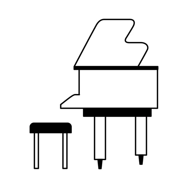 Pianoforte classico e sedia su sfondo bianco — Vettoriale Stock