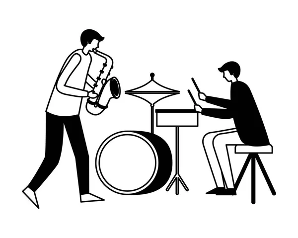 Música personas instrumentos — Vector de stock