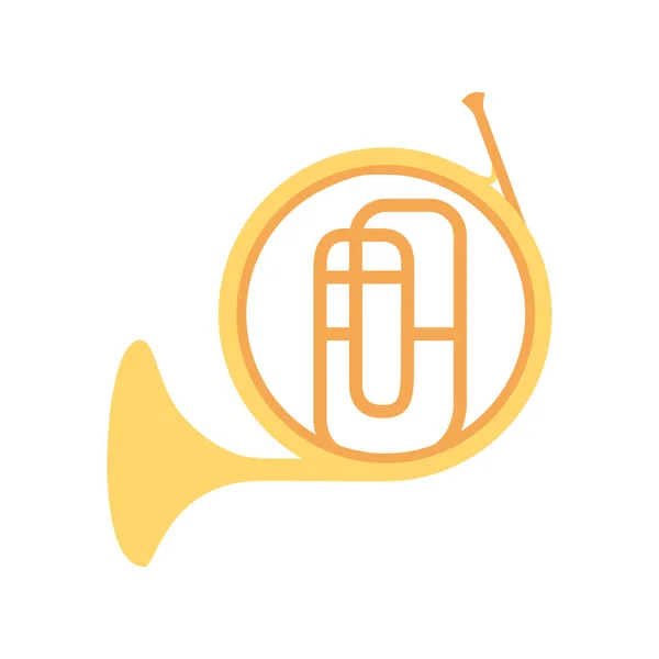 French horn instrument on white background — Stock Vector