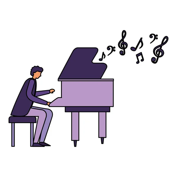Hombre tocando instrumento de piano clásico — Vector de stock