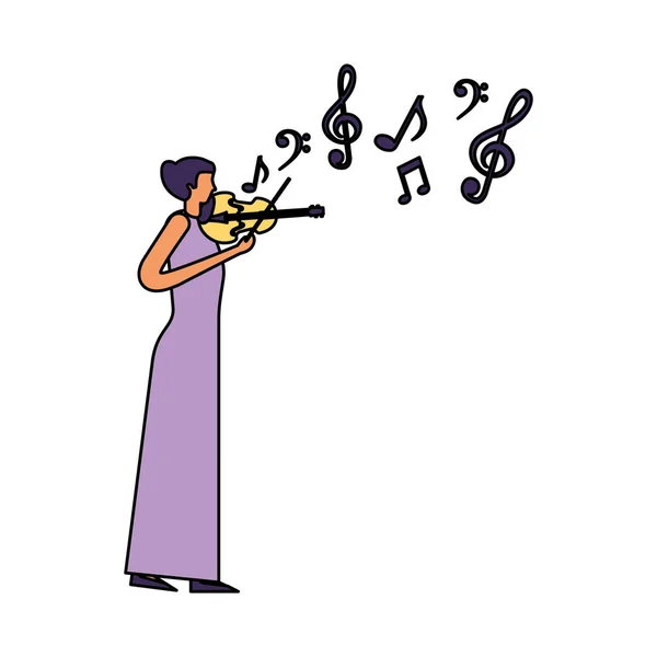 Mujer de pie tocando música de violín — Archivo Imágenes Vectoriales