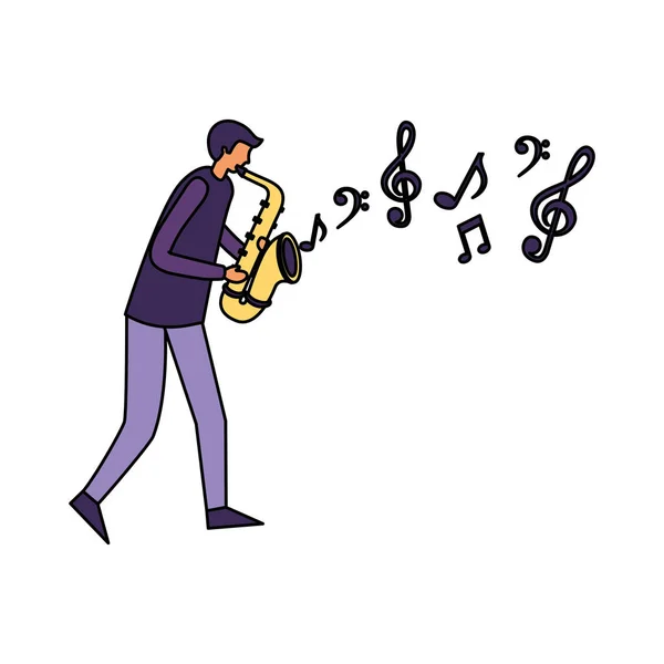 Homem com instrumento de orquestra de saxofone — Vetor de Stock