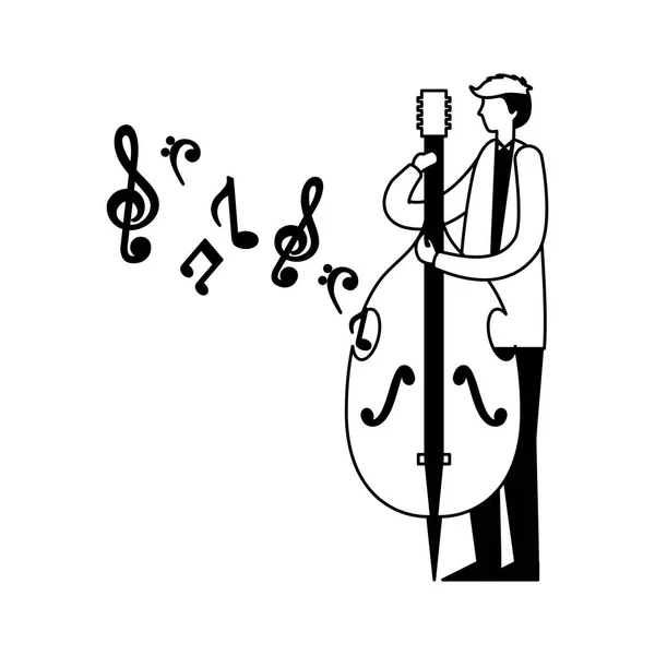 Muzikant-man spelen van cello instrument — Stockvector