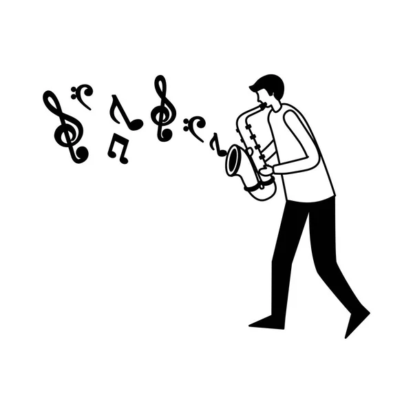 Людина з саксофонним оркестром інструментом — стоковий вектор