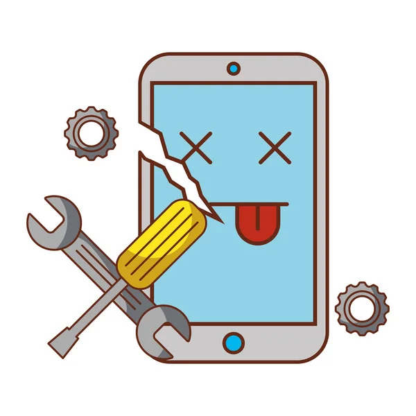 Broken cellphone error support tools — Stock Vector