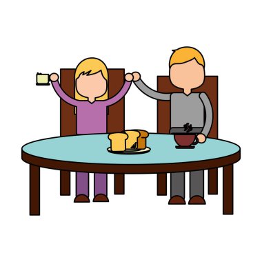 Erkek ve kız yemek kahvaltı