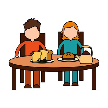 Erkek ve kız yemek kahvaltı