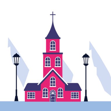 kış manzara ev dağlar