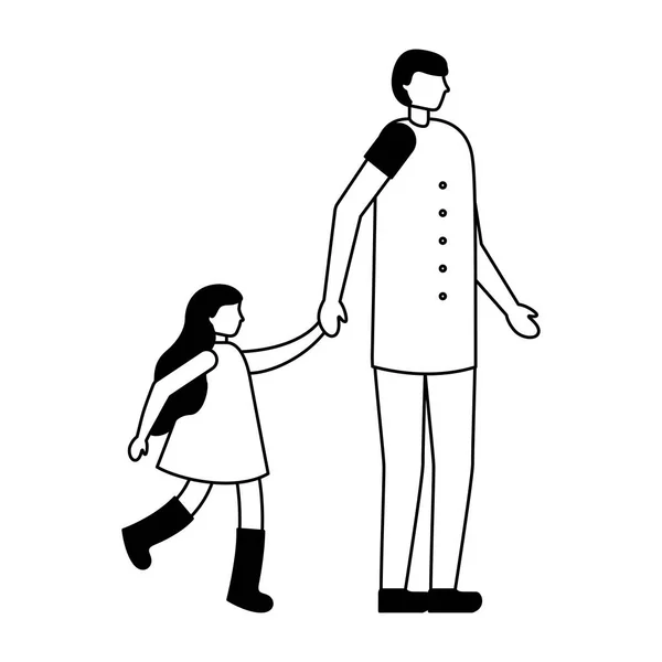 Otec s dcerou, drželi se za ruce — Stockový vektor