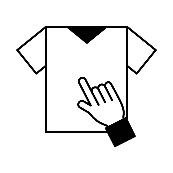 Hand Klicka tshirt online shopping koncept — Stock vektor