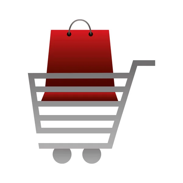 Shopping cart and bag market — Stock Vector