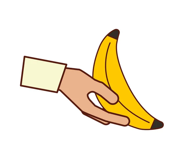 Hand holding banana — Stock Vector