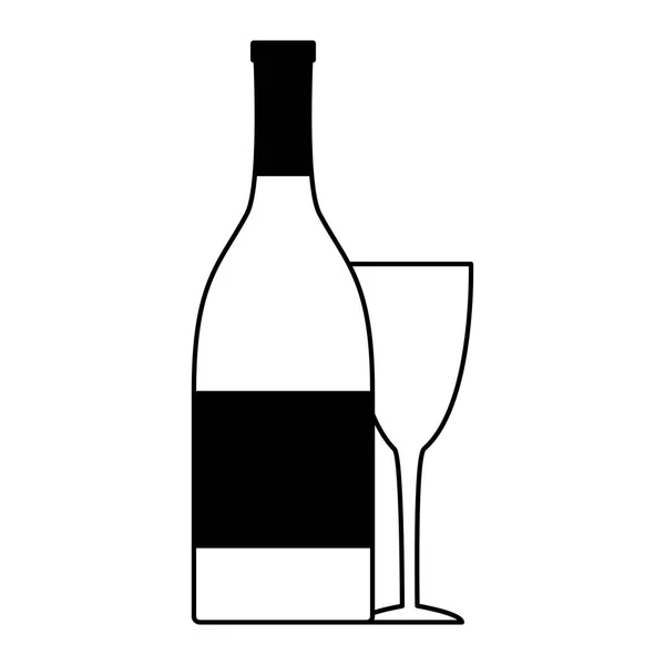 Bouteille de champagne et tasse sur fond blanc — Image vectorielle