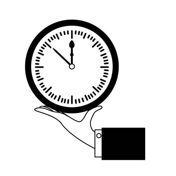 Mão segurando tempo relógio redondo —  Vetores de Stock