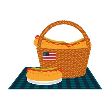 hasır sepet sosis Amerikan bayrağı