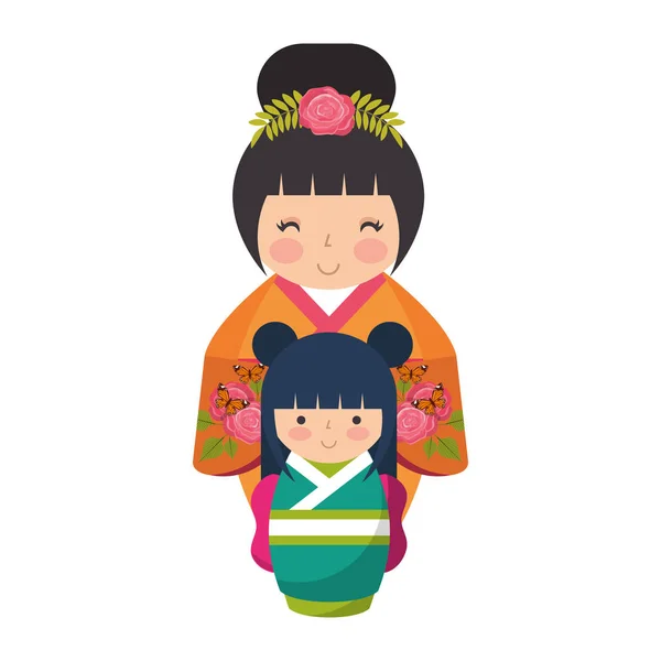 Милые куклы кокеши — стоковый вектор
