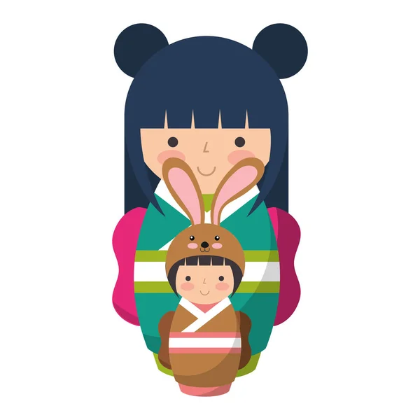 Милые куклы кокеши — стоковый вектор