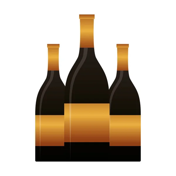 Trois bouteilles de champagne sur fond blanc — Image vectorielle