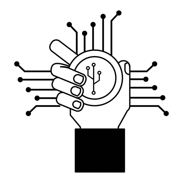 Mão Segurando Bitcoin Criptomoeda Fintech Vetor Ilustração Ilustração Vetor — Vetor de Stock