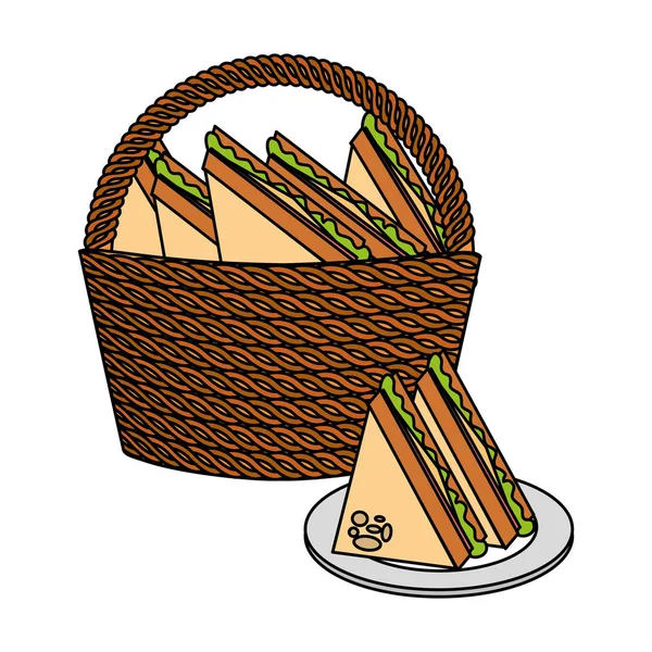 Weidenkorb-Sandwiches — Stockvektor