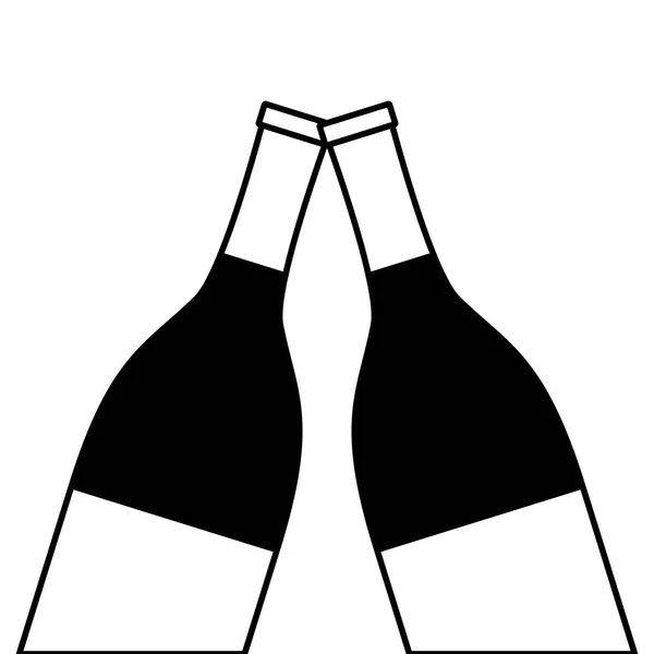 Két üveg pezsgő ital toast — Stock Vector