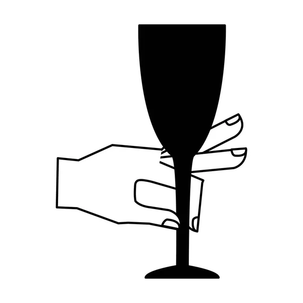 Ruka držící sklo pohár oslava — Stockový vektor