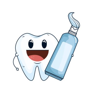 Komik diş macunu kawaii karakteri ile