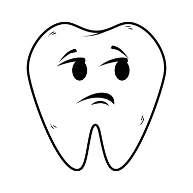 Komik diş üzgün kawaii karakter