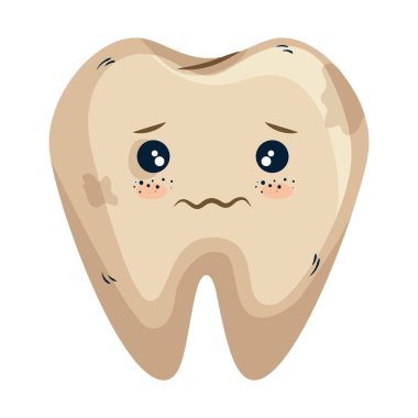 Komik diş üzgün kawaii karakter