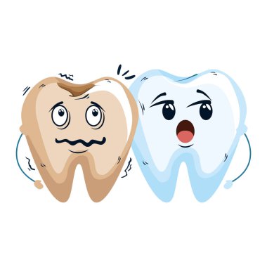Komik dişler Çift kawaii karakterler