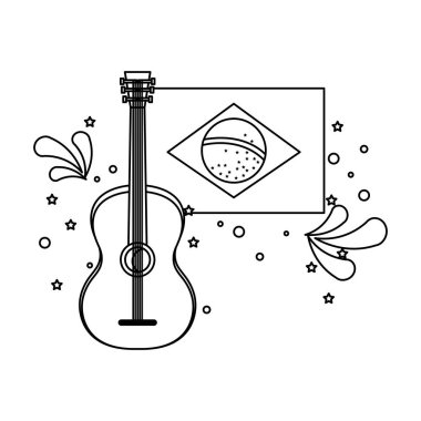 gitar ile Brezilya bayrağı