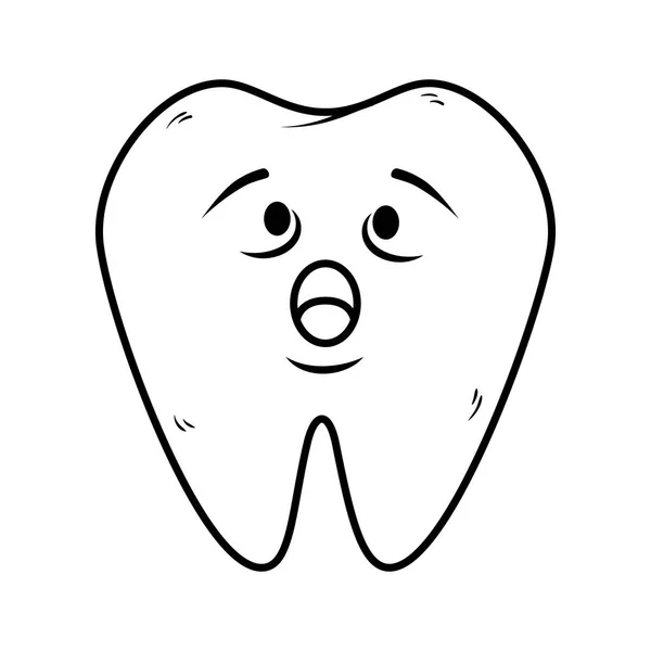 Κωμικό δόντι λυπημένος kawaii χαρακτήρα — Διανυσματικό Αρχείο