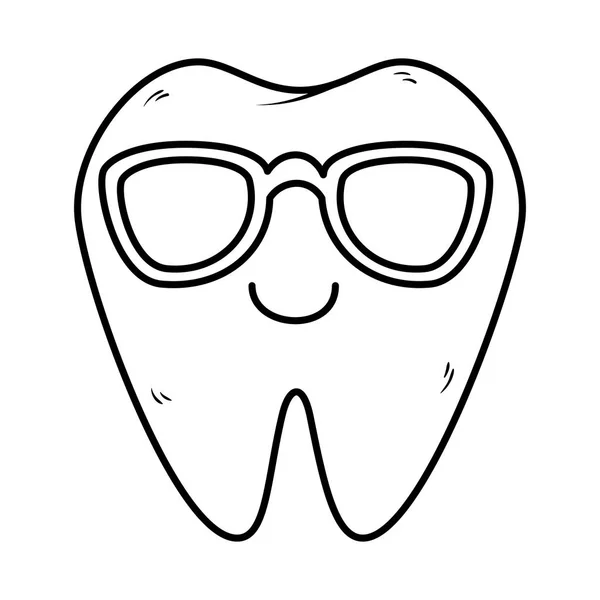 Komiska tand med solglasögon kawaii karaktär — Stock vektor