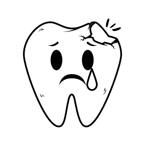 Komik diş Kawaii karakter kırık — Stok Vektör