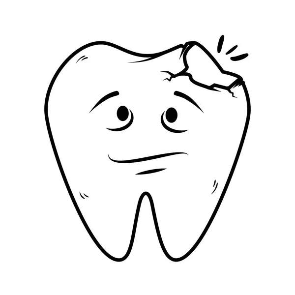 Dente cômico quebrado personagem kawaii —  Vetores de Stock