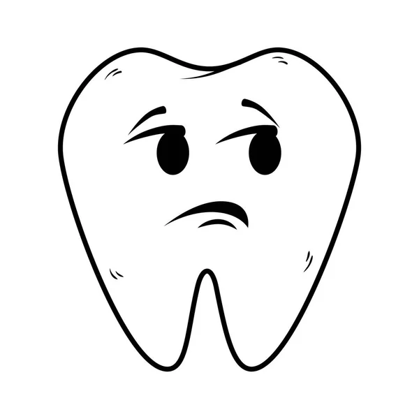 Comic tooth sad kawaii character — Stock Vector