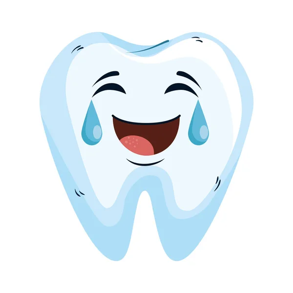 Comique dent heureux kawaii caractère — Image vectorielle