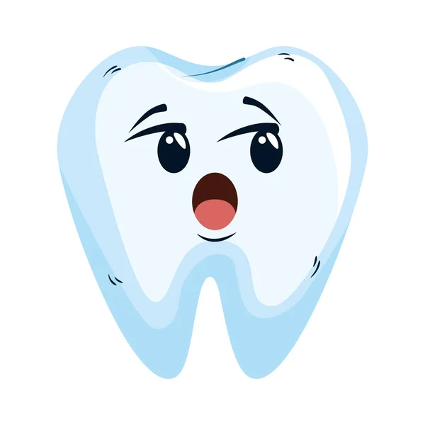 Comique dent heureux kawaii caractère — Image vectorielle