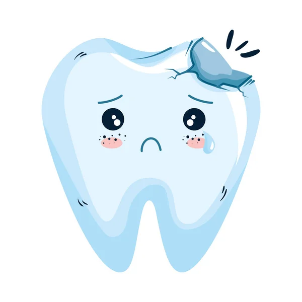 Comic tooth broken kawaii character — Stock Vector