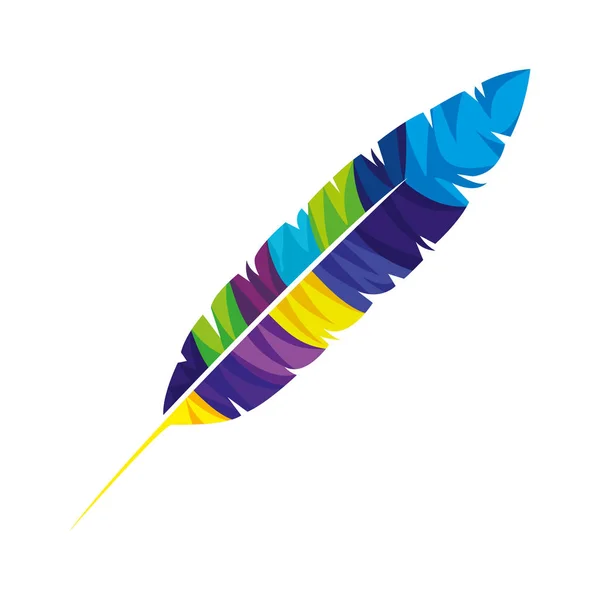 Feather exotische kleuren pictogram — Stockvector