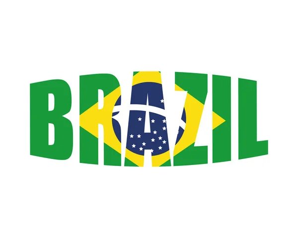 Etichetta Brasiliana Con Disegno Illustrazione Vettoriale Bandiera — Vettoriale Stock