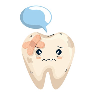 konuşma balonu ve bandaj ile komik diş