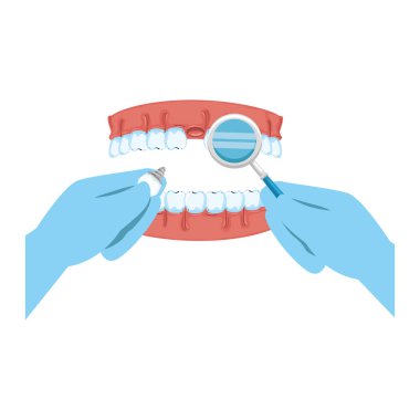 ayna kullanarak diş hekimi el ile komik dişler
