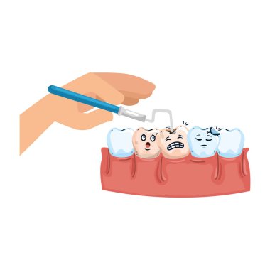 insan dişleri diş hekimi el ve matkap ile